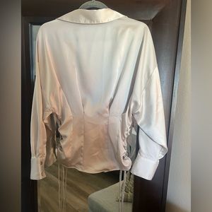 Satin beige blouse Large
